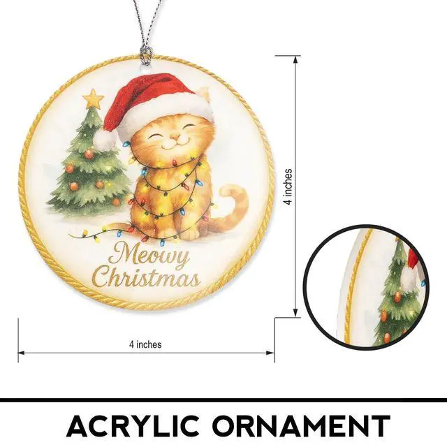 Alt view image 2 of 5 - Cat Christmas Ornament 2026, Orange Tabby Ornament with Meowy Christmas Design, Tree Decoration, Cat Lover Gifts, Holiday Keepsake Gift