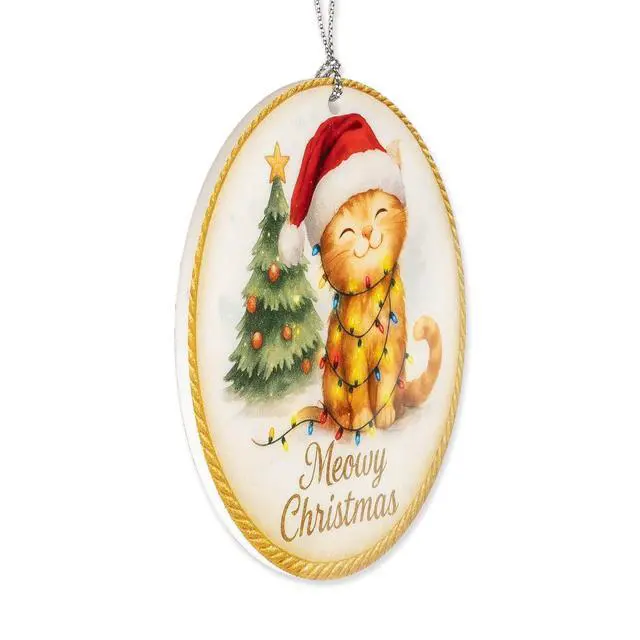 Alt view image 5 of 5 - Cat Christmas Ornament 2026, Orange Tabby Ornament with Meowy Christmas Design, Tree Decoration, Cat Lover Gifts, Holiday Keepsake Gift