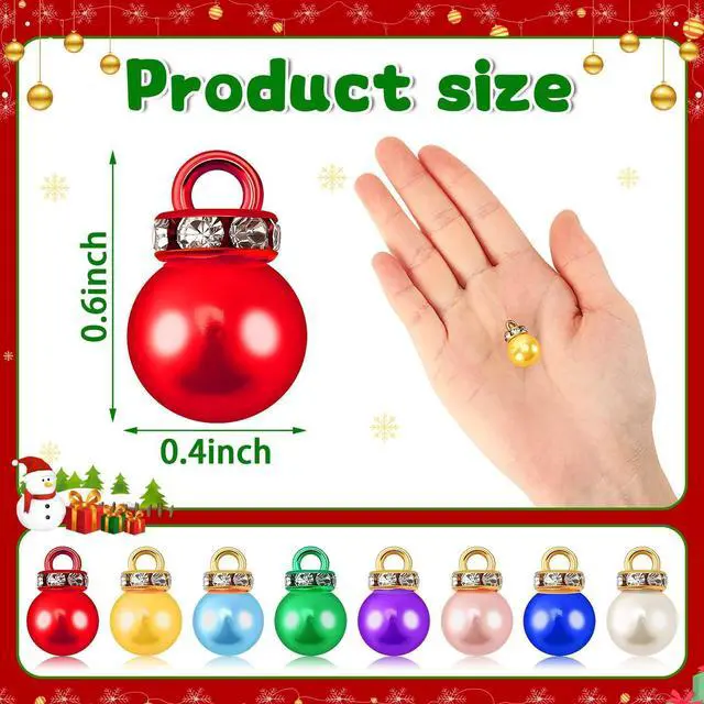 Alt view image 3 of 3 - 90pcs Christmas Mini Ornaments Multicolor Faux Pearl Tree Decorations | Plastic 1 Inch Balls, Hanging Loops For Easy Setup, Vintage Glitter Finishes, Holiday Tree Decor For Indoor Party Crafting