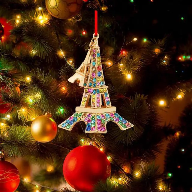 Alt view image 2 of 7 - Eiffel Tower Christmas Ornaments 2026 - Metal Paris Eiffel Tower Ornaments for Christmas Tree Decorations Romantic France Tower Hanging Keepsake Gifts for Women Girls Kids