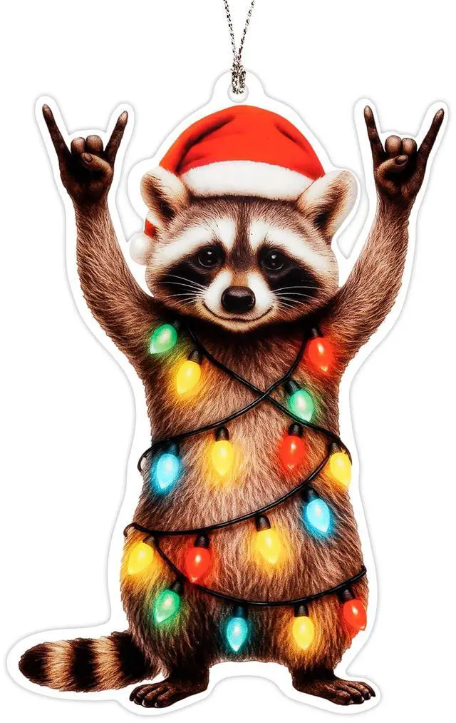 Main image of Funny Christmas Ornament - Raccon Gifts Christmas Ornaments 2026 - Animal Lovers Gifts - Acrylic Funny Ornament Decoration for Tree - Gift for Friends, cowoker, Men, Women, Office