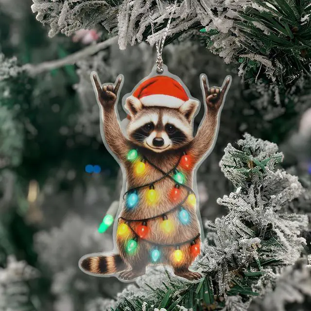 Alt view image 3 of 5 - Funny Christmas Ornament - Raccon Gifts Christmas Ornaments 2026 - Animal Lovers Gifts - Acrylic Funny Ornament Decoration for Tree - Gift for Friends, cowoker, Men, Women, Office