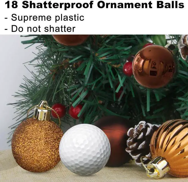 Alt view image 3 of 7 - Bronze 1.6" Small Christmas Balls Christmas Tree Decoration Ornaments Shatterproof Hanging Balls for Birthday Halloween Holiday Wedding Decorations Set of 18pcs