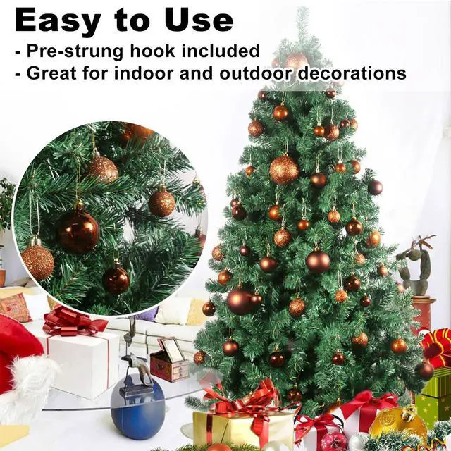 Alt view image 5 of 7 - Bronze 1.6" Small Christmas Balls Christmas Tree Decoration Ornaments Shatterproof Hanging Balls for Birthday Halloween Holiday Wedding Decorations Set of 18pcs