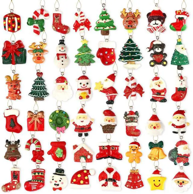 Main image of 36Pcs Mini Christmas Hanging Ornaments for Tree,Festival Home Decor | Resin Pendants with String, Xmas Party Decoration, Miniature Figurine Charms for Small Tree, Holiday DIY Crafts and Gifts