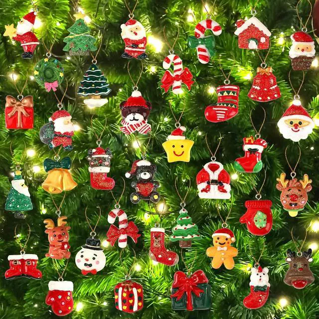 Alt view image 7 of 7 - 36Pcs Mini Christmas Hanging Ornaments for Tree,Festival Home Decor | Resin Pendants with String, Xmas Party Decoration, Miniature Figurine Charms for Small Tree, Holiday DIY Crafts and Gifts