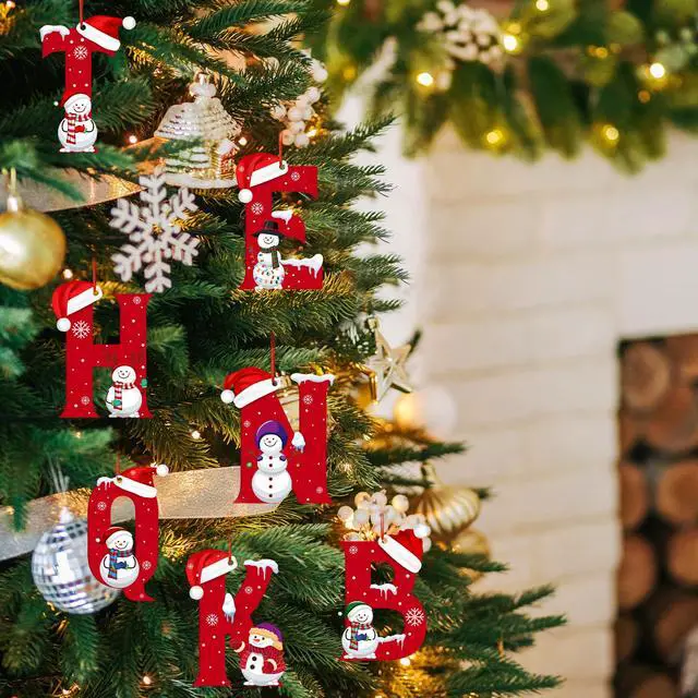 Alt view image 4 of 6 - Christmas Ornaments 2026, Alphabet Ornaments, Christmas Tree Hanging Decorations, Large 4.72 in Letters Christmas Ornaments, Funny Ornaments (E)