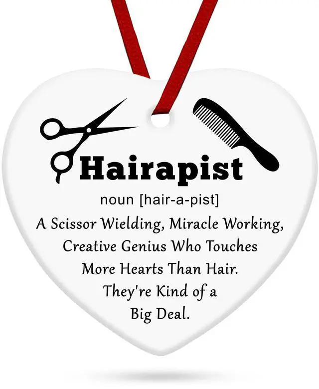Main image of Hairdresser Gifts for Women Hairdresser Ceramic Christmas Ornament Gifts Hair Stylist Presents for Sisters Friend Cosmetology Graduation Presents for Girl Hair Stylist Hairdressing Gift