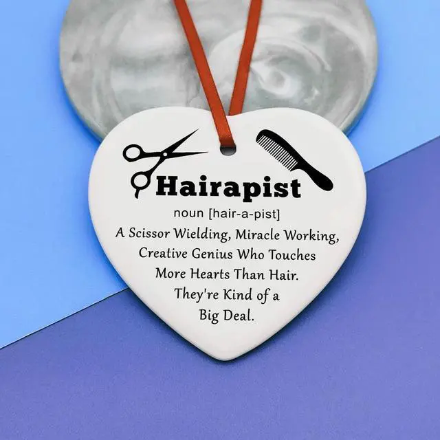 Alt view image 4 of 6 - Hairdresser Gifts for Women Hairdresser Ceramic Christmas Ornament Gifts Hair Stylist Presents for Sisters Friend Cosmetology Graduation Presents for Girl Hair Stylist Hairdressing Gift