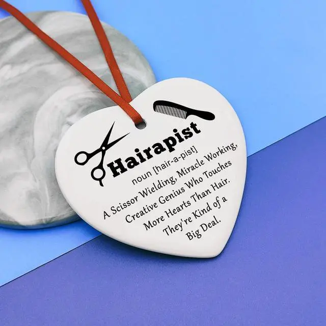 Alt view image 5 of 6 - Hairdresser Gifts for Women Hairdresser Ceramic Christmas Ornament Gifts Hair Stylist Presents for Sisters Friend Cosmetology Graduation Presents for Girl Hair Stylist Hairdressing Gift