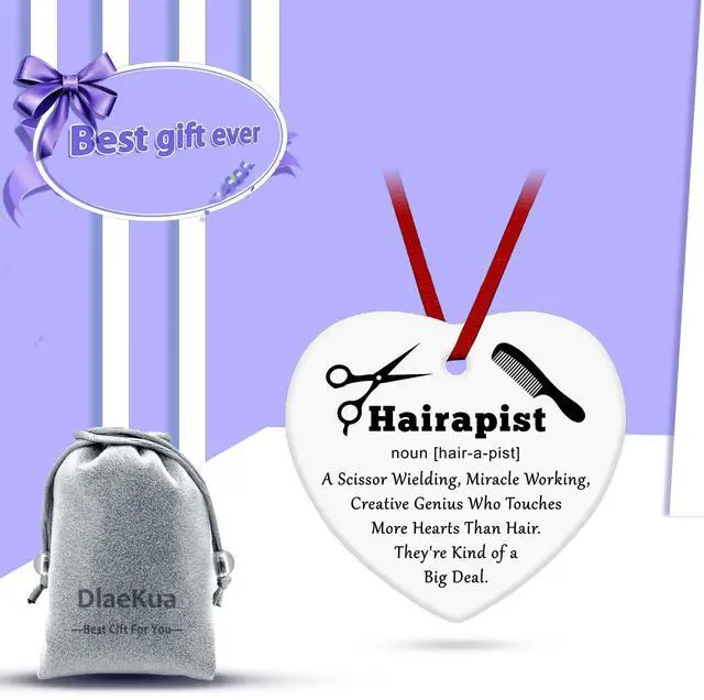 Alt view image 6 of 6 - Hairdresser Gifts for Women Hairdresser Ceramic Christmas Ornament Gifts Hair Stylist Presents for Sisters Friend Cosmetology Graduation Presents for Girl Hair Stylist Hairdressing Gift