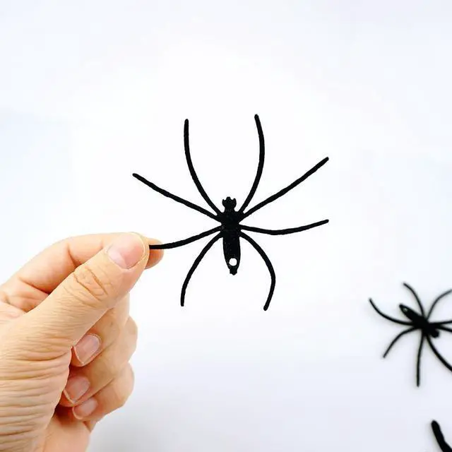 Alt view image 5 of 6 - 33 PCS Hanging Spider Decorations Spider Ornament Black Felt Spider Web Halloween Decorations for DIY House Decor