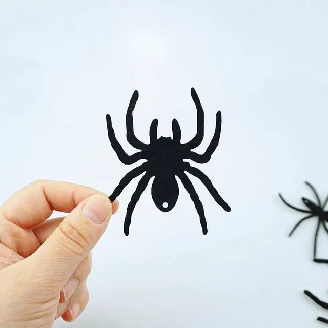 Alt view image 6 of 6 - 33 PCS Hanging Spider Decorations Spider Ornament Black Felt Spider Web Halloween Decorations for DIY House Decor