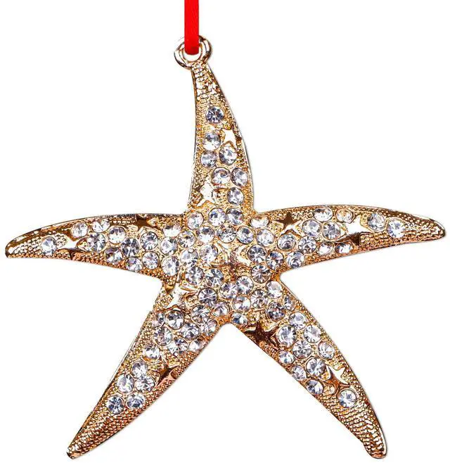 Main image of Starfish Christmas Ornament - Metal Gold Starfish Ornaments for Christmas Tree Beach Theme Hanging Ornaments Keepsake Gifts for Women Men Kids