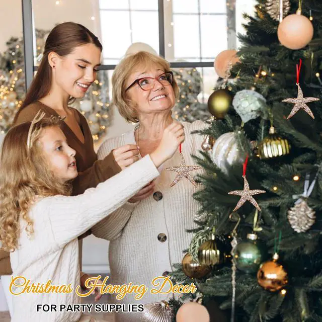 Alt view image 5 of 7 - Starfish Christmas Ornament - Metal Gold Starfish Ornaments for Christmas Tree Beach Theme Hanging Ornaments Keepsake Gifts for Women Men Kids