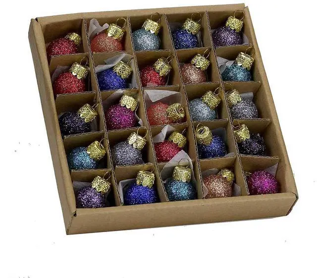 Main image of 0.78-Inch Glitter Glass Ball Ornaments, 25 Piece Set (C1962)