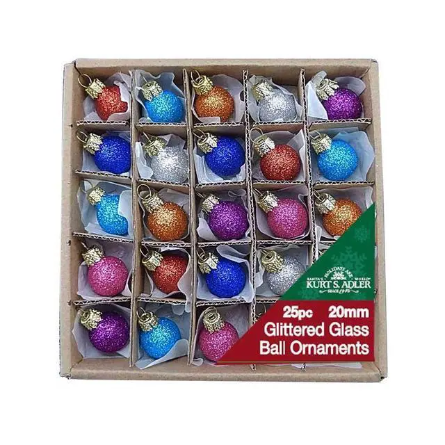 Alt view image 2 of 2 - 0.78-Inch Glitter Glass Ball Ornaments, 25 Piece Set (C1962)