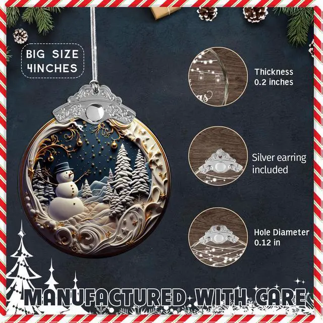 Alt view image 5 of 7 - Christmas Ornaments 2025, Snowman, Unique Christmast Ornaments 4 Inch Acrylic Ornament Art, Holiday Decoration, Car Interiors Decors, Christmas Decorations