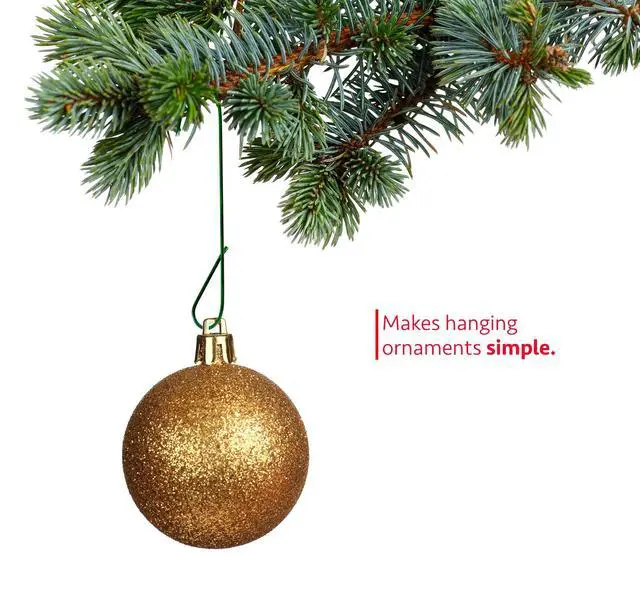 Alt view image 2 of 5 - Green Christmas Tree Ornament Hooks - Metal Wire Decoration Hanging 300 Pk