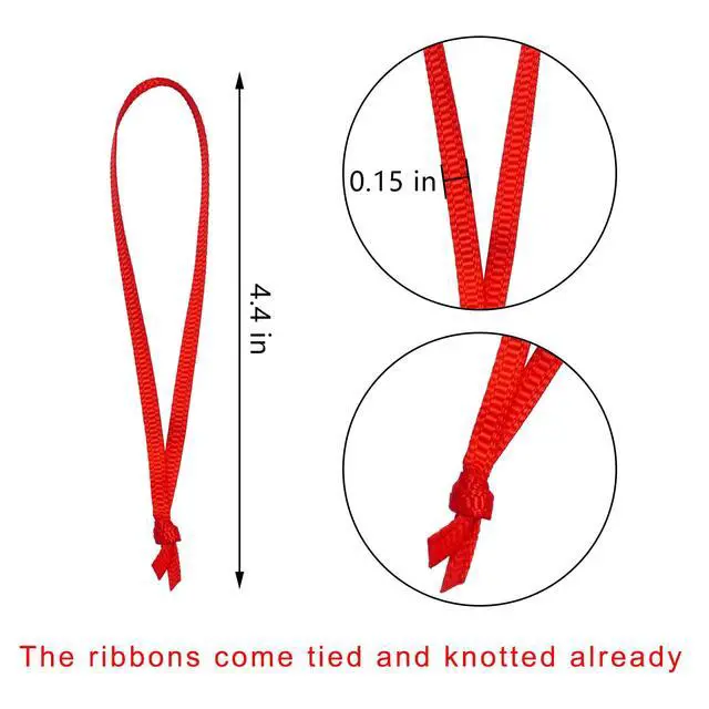 Alt view image 2 of 7 - 100 Pcs Christmas Ornament Ribbon Hangers, Thin Hand Tied Ornament Ribbon Loops