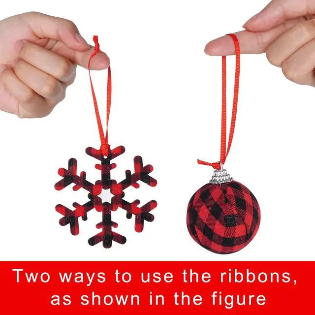 Alt view image 3 of 7 - 100 Pcs Christmas Ornament Ribbon Hangers, Thin Hand Tied Ornament Ribbon Loops