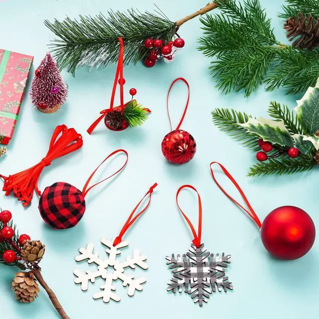 Alt view image 7 of 7 - 100 Pcs Christmas Ornament Ribbon Hangers, Thin Hand Tied Ornament Ribbon Loops