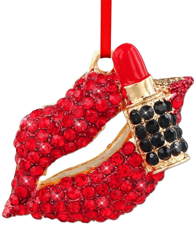 Main image of Red Lips Lipstick Christmas Ornament - Makeup Ornaments for Christmas Tree Decorations Sexy Lips Christmas Tree Keepsake Ornaments for Women Girls