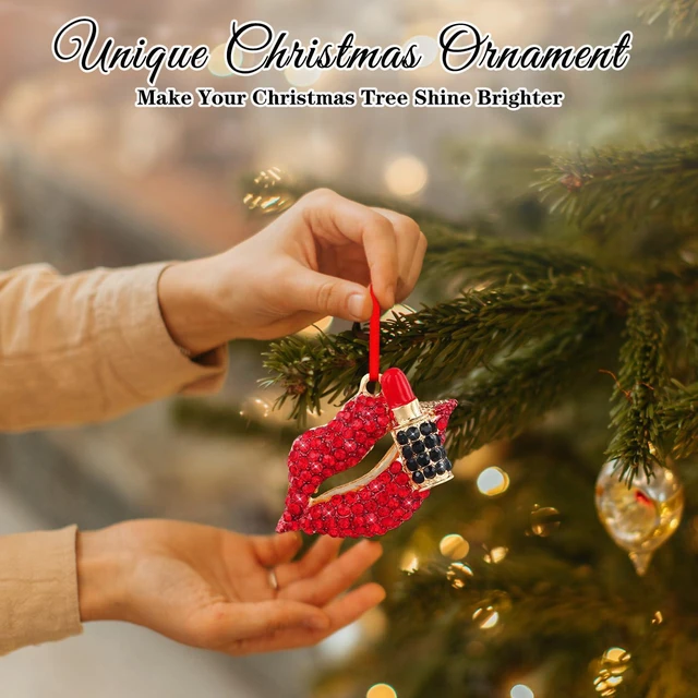 Alt view image 2 of 7 - Red Lips Lipstick Christmas Ornament - Makeup Ornaments for Christmas Tree Decorations Sexy Lips Christmas Tree Keepsake Ornaments for Women Girls