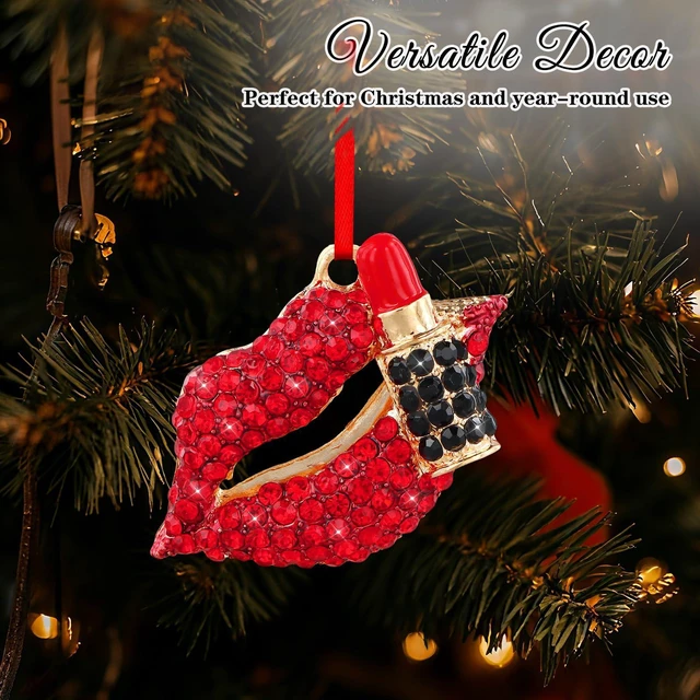 Alt view image 5 of 7 - Red Lips Lipstick Christmas Ornament - Makeup Ornaments for Christmas Tree Decorations Sexy Lips Christmas Tree Keepsake Ornaments for Women Girls