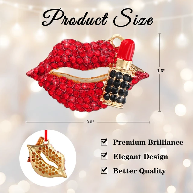Alt view image 7 of 7 - Red Lips Lipstick Christmas Ornament - Makeup Ornaments for Christmas Tree Decorations Sexy Lips Christmas Tree Keepsake Ornaments for Women Girls