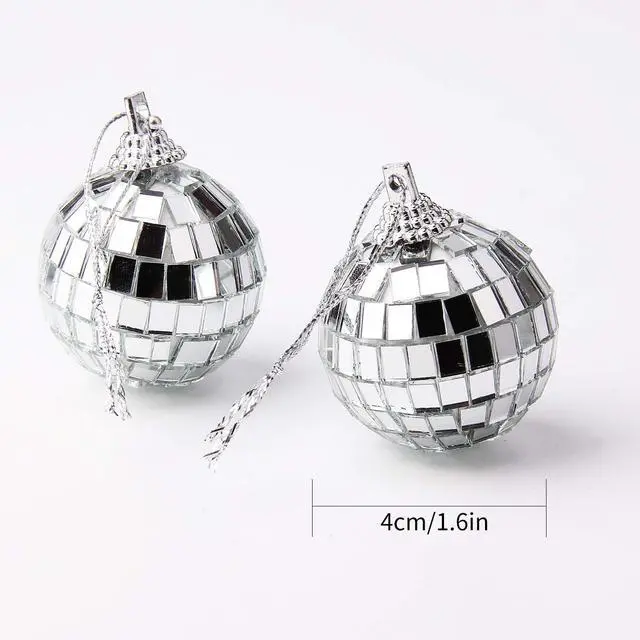 Alt view image 2 of 7 - 12 Pcs Silver Disco Mirror Ball for Party Decoration, Christmas Tree Wedding Birthday Party Ornaments(4CM)