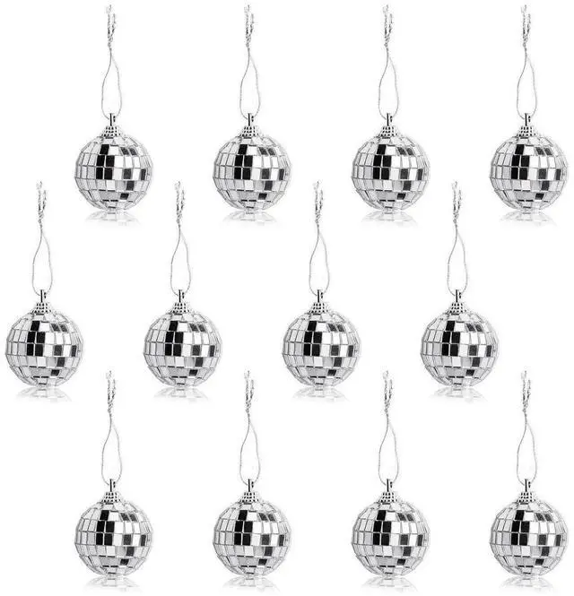 Main image of 12 Pcs Silver Disco Mirror Ball for Party Decoration, Christmas Tree Wedding Birthday Party Ornaments(4CM)