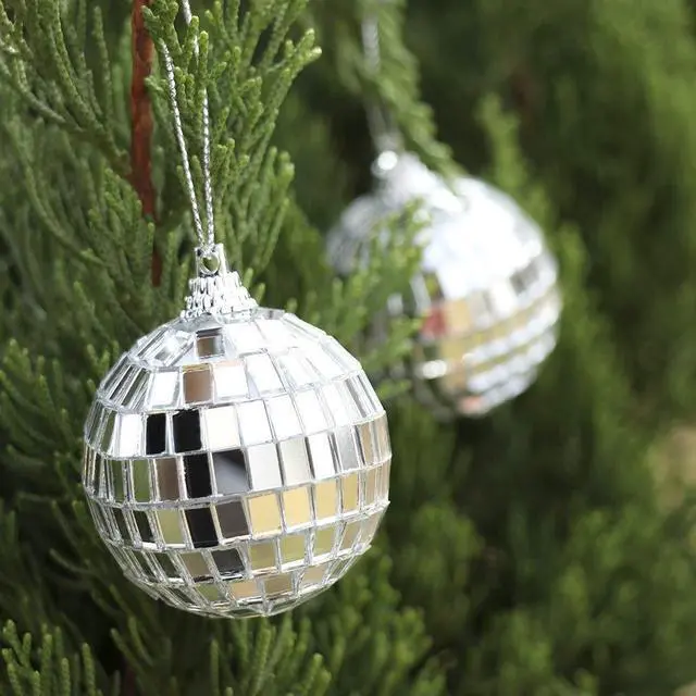Alt view image 6 of 7 - 12 Pcs Silver Disco Mirror Ball for Party Decoration, Christmas Tree Wedding Birthday Party Ornaments(4CM)