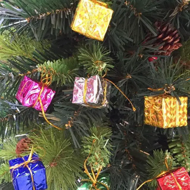 Alt view image 2 of 4 - 24PCS Shiny Mini Boxes OrnamentsChristmas Tree Decoration,Metal Foil Wrapped Ornamentsfor Christmas Tree Hanging Decorations