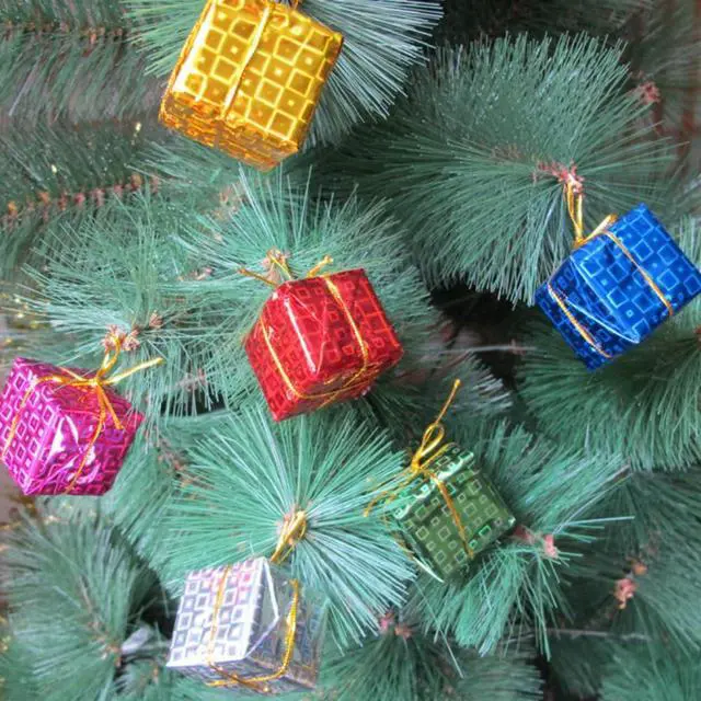 Alt view image 3 of 4 - 24PCS Shiny Mini Boxes OrnamentsChristmas Tree Decoration,Metal Foil Wrapped Ornamentsfor Christmas Tree Hanging Decorations