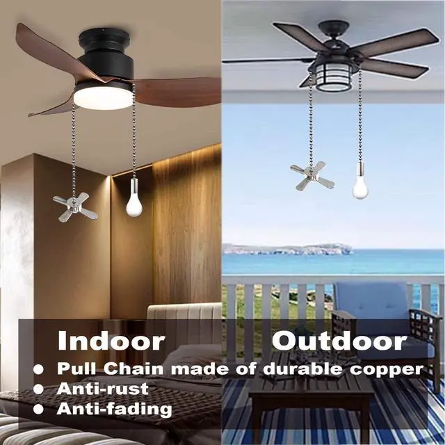 Alt view image 2 of 6 - Ceiling Fan Pull Chain Ornaments Extension Chains with Decorative Light Bulb and Cord 13.6 Inches Fan Pull Chain Set For Ceiling Light Lamp Chain (Nickel)