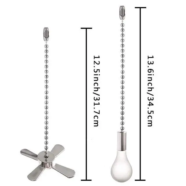 Alt view image 6 of 6 - Ceiling Fan Pull Chain Ornaments Extension Chains with Decorative Light Bulb and Cord 13.6 Inches Fan Pull Chain Set For Ceiling Light Lamp Chain (Nickel)