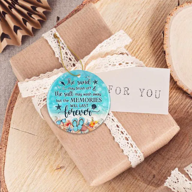 Alt view image 3 of 7 - Beach Themed Gift - Beach Gifts for Women - Beachy Ornaments - Decoration Gifts for Women, Men, Family, Friends - Beachy Christmas Party Decorations - Ceramic Christmas Ornament 2025