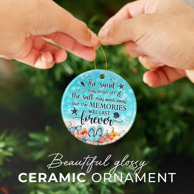 Alt view image 6 of 7 - Beach Themed Gift - Beach Gifts for Women - Beachy Ornaments - Decoration Gifts for Women, Men, Family, Friends - Beachy Christmas Party Decorations - Ceramic Christmas Ornament 2025