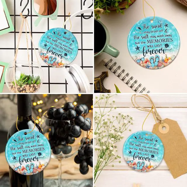 Alt view image 4 of 7 - Beach Themed Gift - Beach Gifts for Women - Beachy Ornaments - Decoration Gifts for Women, Men, Family, Friends - Beachy Christmas Party Decorations - Ceramic Christmas Ornament 2025