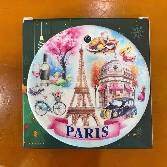 Alt view image 6 of 7 - Paris Christmas Ornament 2026 Eiffel Tower, Macarons, Croissants & Parisian Café Scene Ceramic Travel Souvenir Keepsake, French Holiday Tree Decoration & European Gift