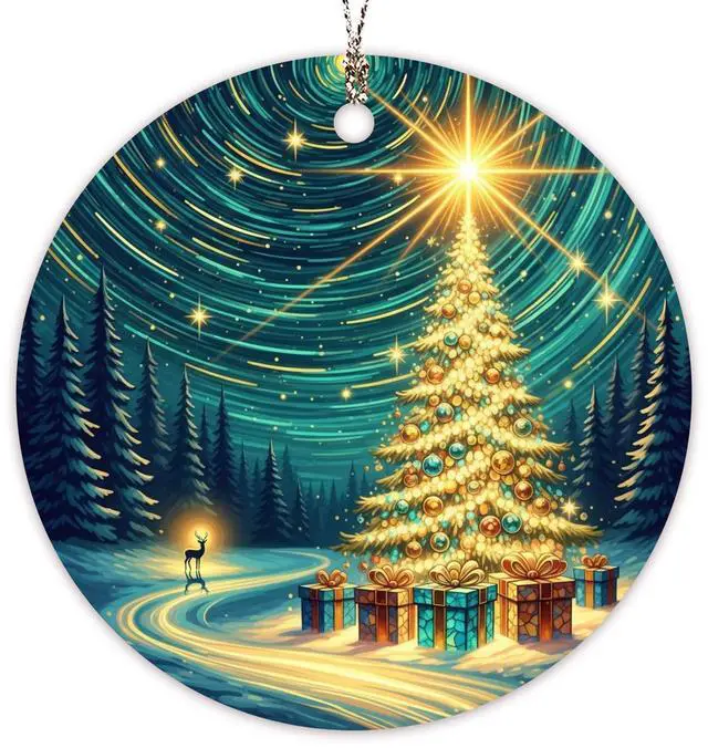 Main image of Christmas Ornament 2026, Northern Lights Ornament, Starry Night Beautiful Christmas Ornaments, Starry Night Gifts, Xmas Tree Decorations, Gift for Coworker, Friends, Family, Secret Santa Gift