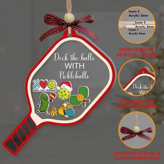 Alt view image 2 of 7 - Pickleball Christmas Ornament - Gift for Pickleball Lovers - Shaker Acrylic Ornament - Ideal Christmas Tree Decor for Sport Fan - Unique Gifts Shaking for Men, Women - 2025 X-mas Home Decor