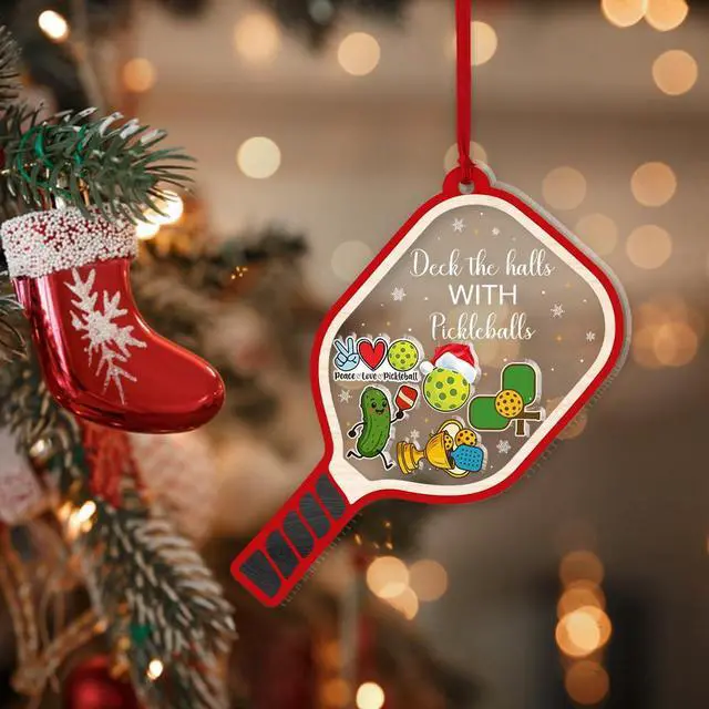 Alt view image 5 of 7 - Pickleball Christmas Ornament - Gift for Pickleball Lovers - Shaker Acrylic Ornament - Ideal Christmas Tree Decor for Sport Fan - Unique Gifts Shaking for Men, Women - 2025 X-mas Home Decor