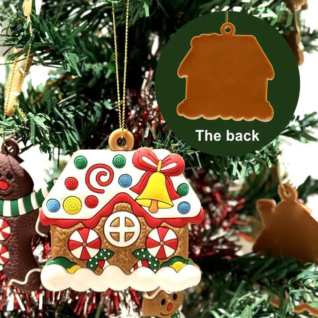 Alt view image 4 of 7 - 16 PCS Gingerbread Man Ornaments for Christmas Tree, Gingerbreads House Ornament, Christmas Tree Hanging Party Decor for Xmas Home Kitchen Holiday Decor