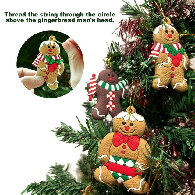 Alt view image 6 of 7 - 16 PCS Gingerbread Man Ornaments for Christmas Tree, Gingerbreads House Ornament, Christmas Tree Hanging Party Decor for Xmas Home Kitchen Holiday Decor