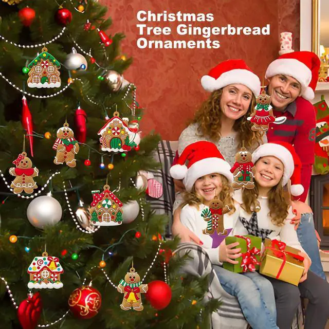 Alt view image 7 of 7 - 16 PCS Gingerbread Man Ornaments for Christmas Tree, Gingerbreads House Ornament, Christmas Tree Hanging Party Decor for Xmas Home Kitchen Holiday Decor