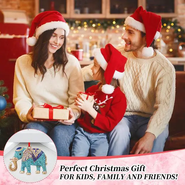 Alt view image 3 of 7 - Elephant Christmas Ornament - Metal Teal Ornament for Christmas Tree Friendship Sisterhood Elephant Ornaments for Women Kids Home Decorations Hanging Gifts