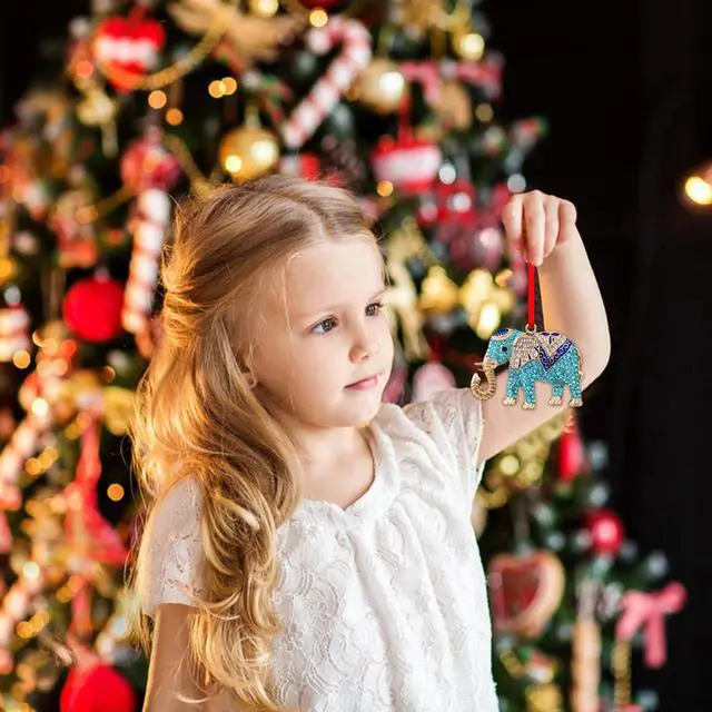 Alt view image 5 of 7 - Elephant Christmas Ornament - Metal Teal Ornament for Christmas Tree Friendship Sisterhood Elephant Ornaments for Women Kids Home Decorations Hanging Gifts
