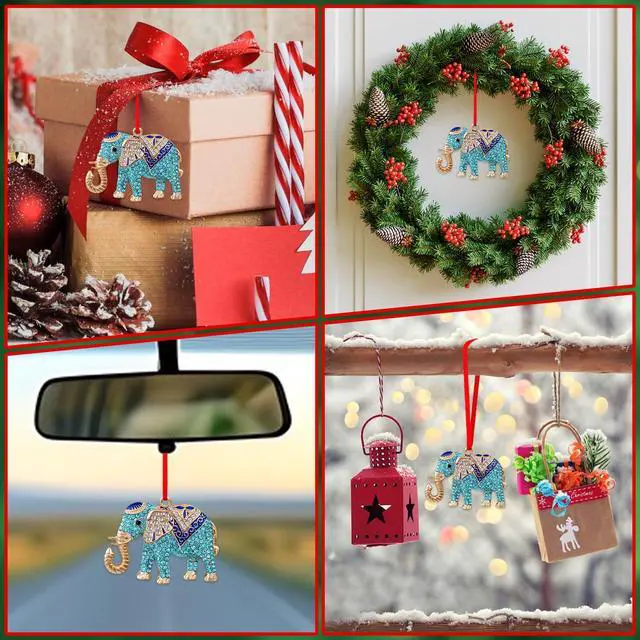 Alt view image 6 of 7 - Elephant Christmas Ornament - Metal Teal Ornament for Christmas Tree Friendship Sisterhood Elephant Ornaments for Women Kids Home Decorations Hanging Gifts